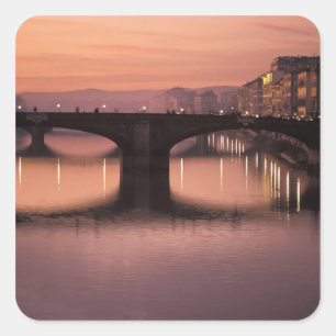 Adesivo Quadrado Pontes sobre o rio Arno ao pôr do sol, 2