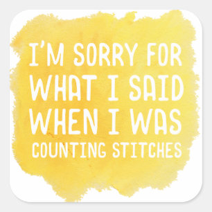 Adesivo Quadrado Ponto de Crochet engraçado