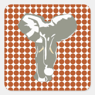 Adesivo Quadrado Ponto do safari da oxidação com elefante do pop