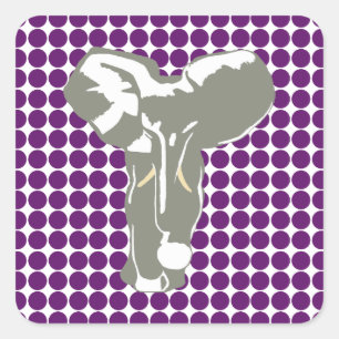Adesivo Quadrado Ponto do safari da violeta africana com elefante