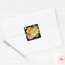 Adesivo Quadrado Pontos de abstrato interessantes com folhas