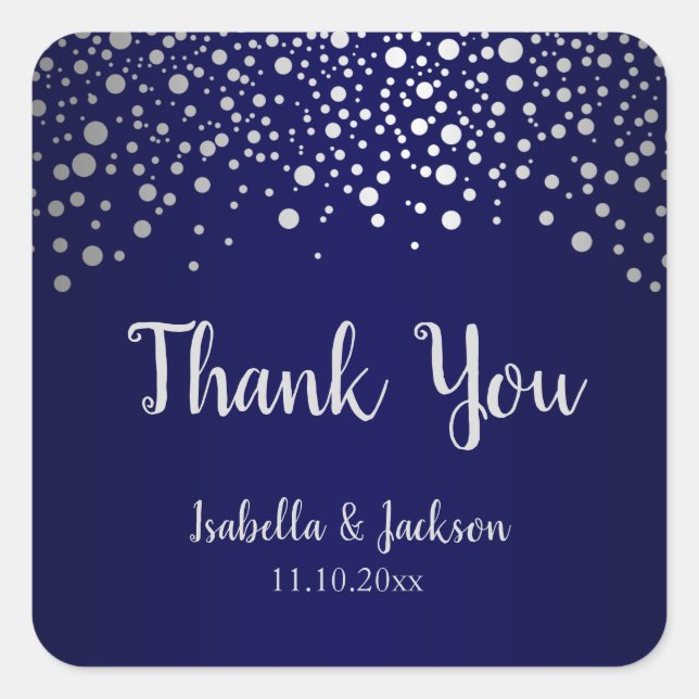 Adesivo Quadrado Pontos de Confetti Azul e marinho - Quadrado (Frente)