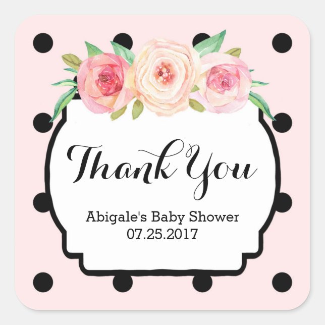 Adesivo Quadrado Pontos pretos cor-de-rosa Marcas de favorecimento  (Frente)