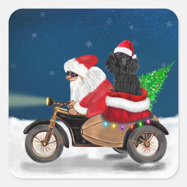 Adesivo Quadrado Poodle Christmas (Frente)