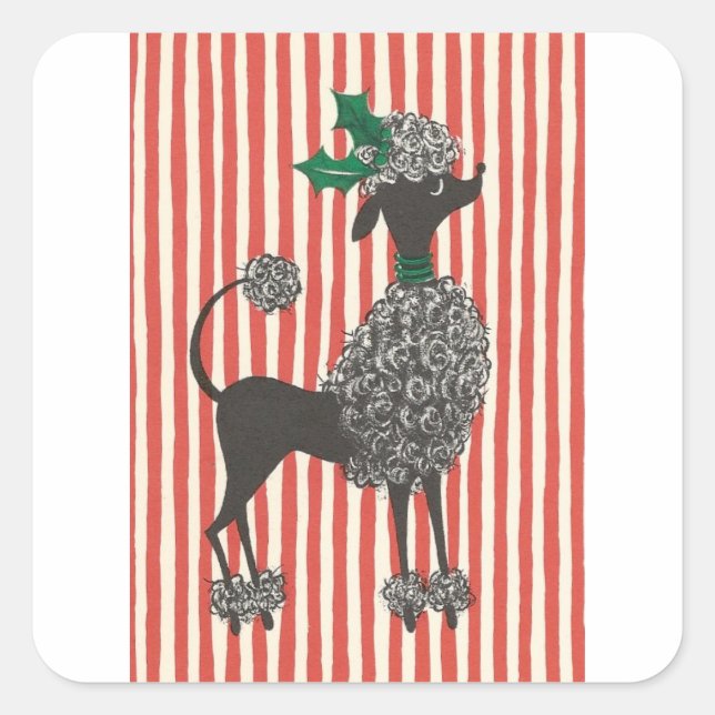 Adesivo Quadrado Poodle de Natal (Frente)