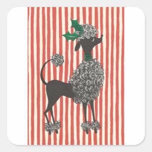 Adesivo Quadrado Poodle de Natal