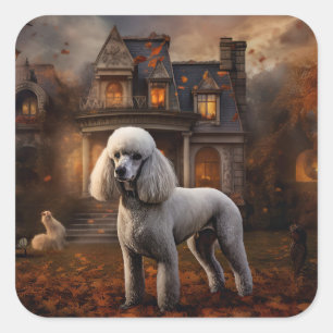 Adesivo Quadrado Poodle Halloween Scary