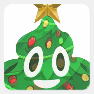 Adesivo Quadrado Poop de Árvore de Natal Emoji