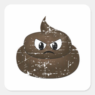 Adesivo Quadrado Poop de desenho animado irritado