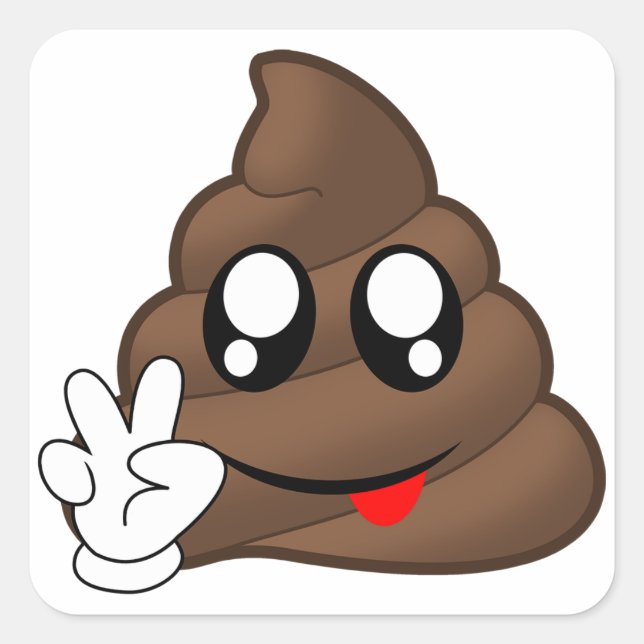 Adesivo Quadrado Poop Emoji - Sinal de Paz (Frente)