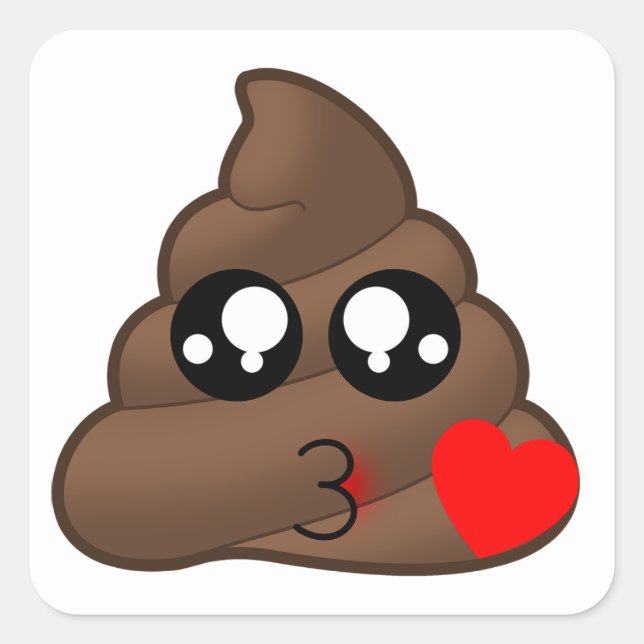Adesivo Quadrado Poop Heart Love Emoji (Frente)