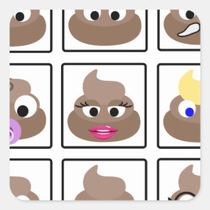 Adesivo Quadrado Poop Muitos Rostos