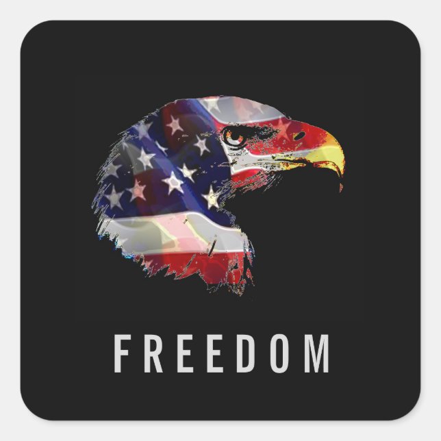 Adesivo Quadrado Pop Art American Flag Eagle Freedom Patriot (Frente)