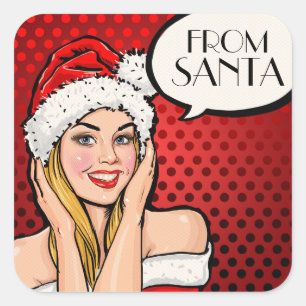 Adesivo Quadrado Pop Art Do Papai noel Sticker