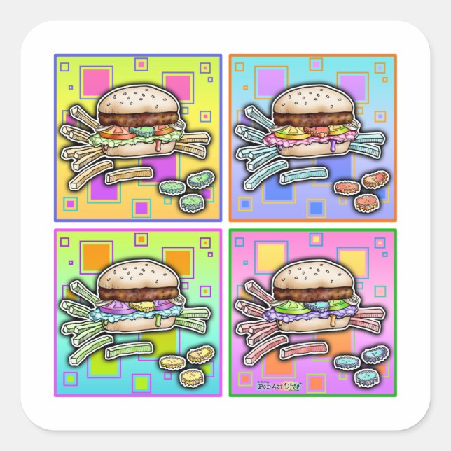 Adesivo Quadrado Pop Art HAMBURGER STICKER (Frente)