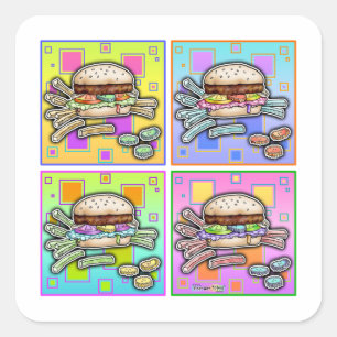 Adesivo Quadrado Pop Art HAMBURGER STICKER