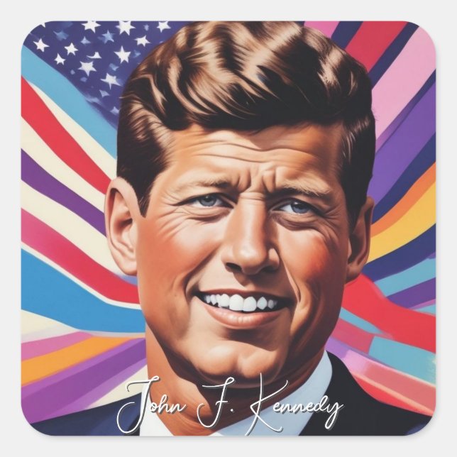 Adesivo Quadrado Pop Art Jack JFK John F. Kennedy (Frente)