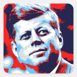 Adesivo Quadrado Pop Art JFK John F. Kennedy Red Blue