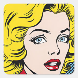 Adesivo Quadrado Pop Art Mulher