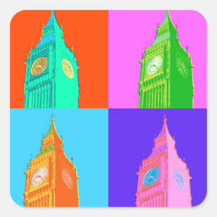 Adesivo Quadrado Pop Art Neon Big Ben