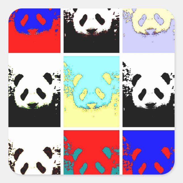 Adesivo Quadrado Pop Art Panda (Frente)