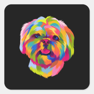 Adesivo Quadrado Pop Art Shih Tzu Cute Puppy Proprietário