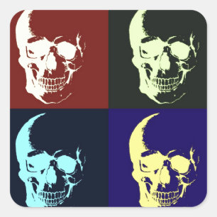 Adesivo Quadrado Pop Art Skull