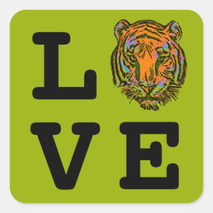 Adesivo Quadrado Pop Art TIGER HEAD + seu backgr. & ideias