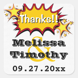 Adesivo Quadrado Pop Art Weding Favor Sticker