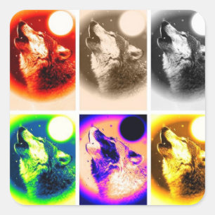 Adesivo Quadrado Pop Art Wolf