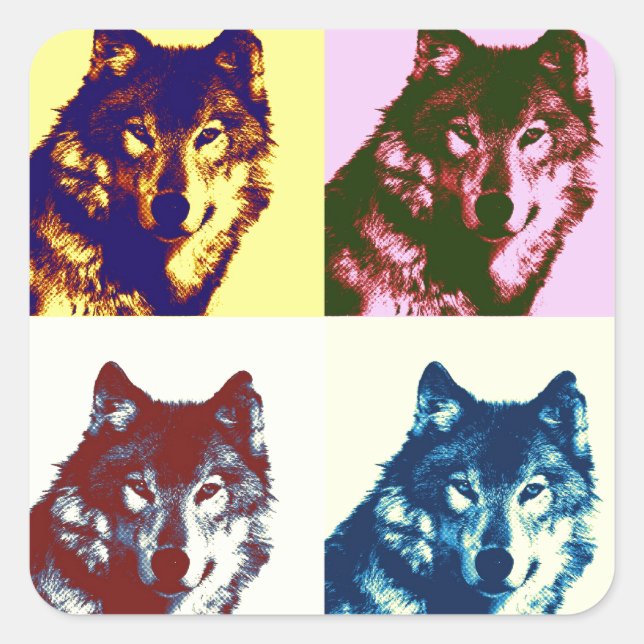 Adesivo Quadrado Pop Art Wolf (Frente)