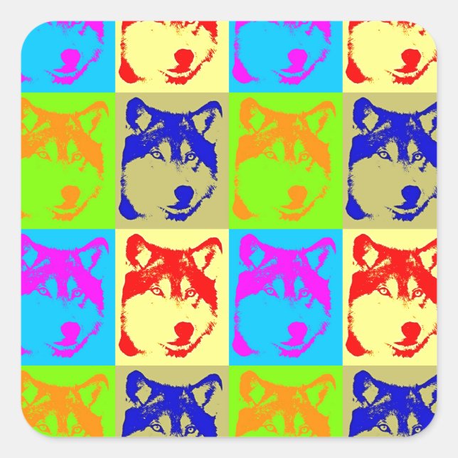 Adesivo Quadrado Pop Art Wolf Eyes (Frente)