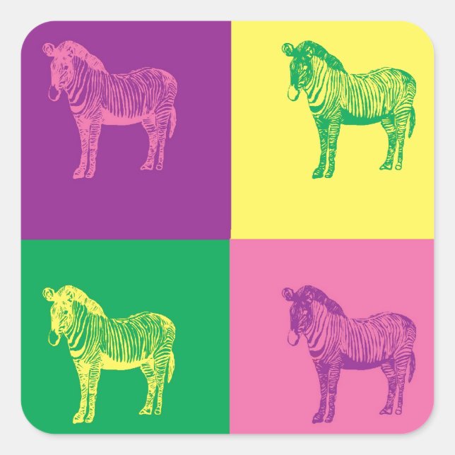 Adesivo Quadrado Pop Art Zebra (Frente)
