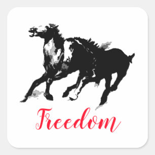 Adesivo Quadrado Pop de Arte Negra Liberdade que Corre Cavalos
