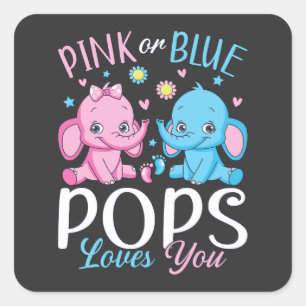 Adesivo Quadrado Pop Rosa Ou Azul Te Ama Elefante Bebê