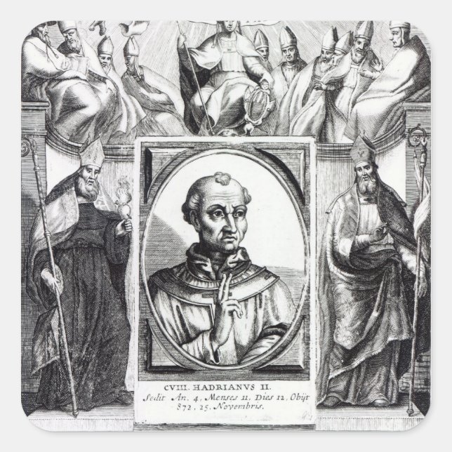 Adesivo Quadrado Pope Hadrian II (Frente)