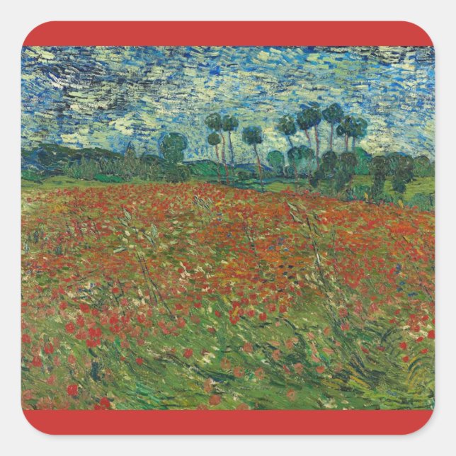 Adesivo Quadrado Poppy Fields por Vincent Van Gogh (Frente)