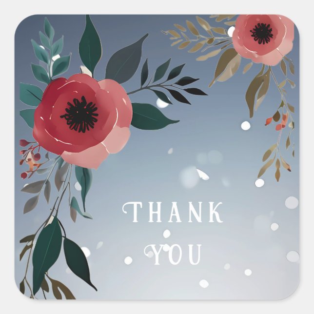 Adesivo Quadrado Poppy of Love" Wedding Invitation Collection (Frente)