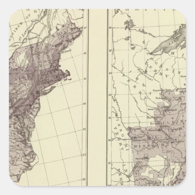 Adesivo Quadrado População dos EUA 1830-1840 (Frente)