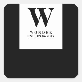 Adesivo Quadrado Popular Monogram black minimalist Wedding