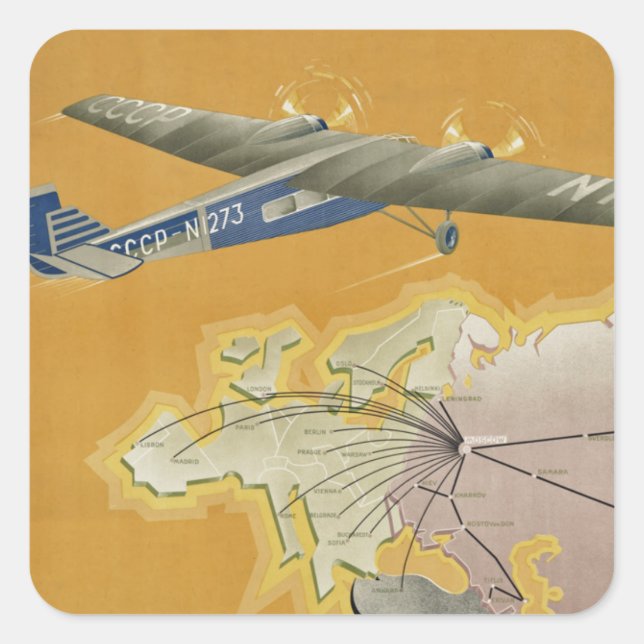 Adesivo Quadrado Por ar à URSS (Frente)