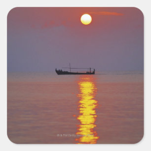 Adesivo Quadrado Por do sol e mar 2