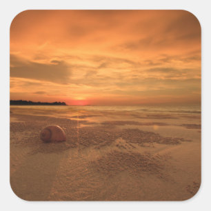 Adesivo Quadrado Por do sol em uma praia tailandesa