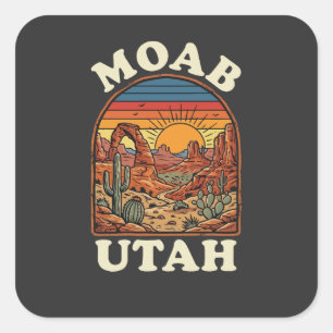 Adesivo Quadrado Pôr do sol no deserto de Moab Utah Viagem Retro