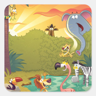 Adesivo Quadrado Pôr-do-sol no furo de água