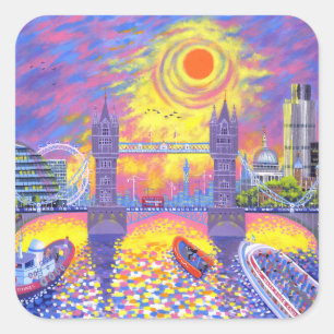 Adesivo Quadrado Por do sol: Piscina de Londres 2013