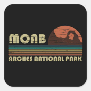 Adesivo Quadrado Pôr do sol vintage Moab Utah - Parque Nacional Arc