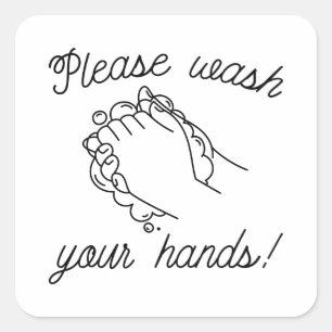 Adesivo Quadrado Por Favor Lave Suas Mãos