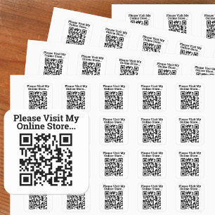 Adesivo Quadrado Por favor Visite o Código QR do Meu E-commerce