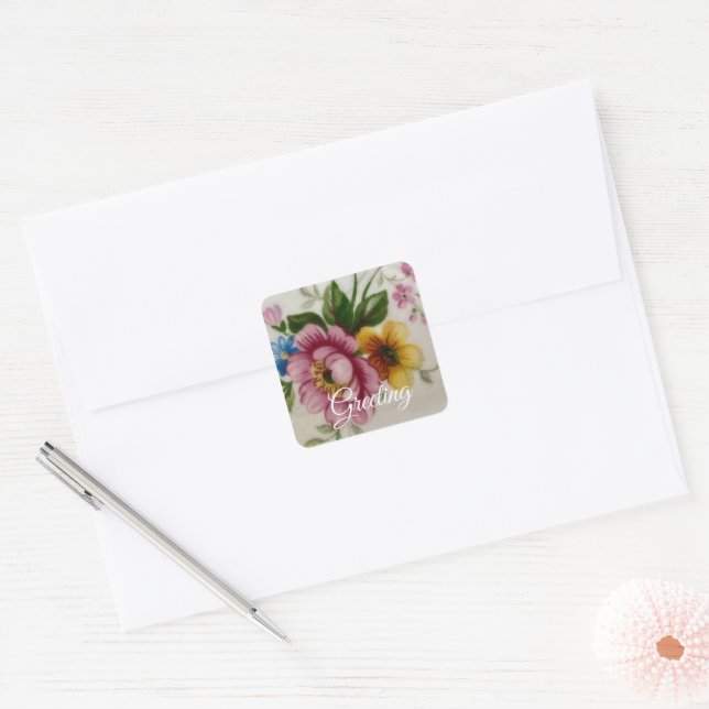 Adesivo Quadrado Porcelain Inspired Floral Sticker (Envelope)